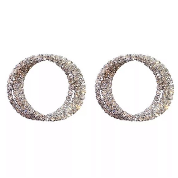 NEW Luxury Diamond Multilayer Round Hoop Earrings - Picture 5 of 5